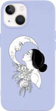 Mooodcase İphone 14 Uyumlu Moon And Women Desenli Premium Silikonlu Lansman Telefon Kılıfı