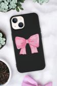 Mooodcase İphone 15 Plus Uyumlu Pembe Kurdele Premium Silikonlu Telefon Kılıfı