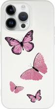 Mooodcase İphone 14 Pro Uyumlu Pembe Kelebekler Desenli Premium Silikonlu Lansman Telefon Kılıfı