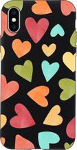 Mooodcase İphone X Uyumlu Renkli Kalpler Desenli Premium Silikonlu Telefon Kılıfı