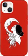 Mooodcase İphone 14 Uyumlu Moon And Women Desenli Premium Silikonlu Lansman Telefon Kılıfı