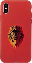 Mooodcase İphone X Uyumlu Sarı Kırmızı Aslan Desenli Premium Silikonlu Telefon Kılıfı