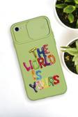 Mooodcase İphone 8 Uyumlu The World Desenli Kamera Koruma Slider Kapaklı Silikonlu Telefon Kılıfı