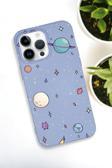 Mooodcase İphone 15 Pro Max Uyumlu Gezegenler Desenli Premium Silikonlu Lansman Telefon Kılıfı
