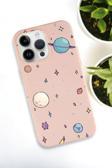 Mooodcase İphone 15 Pro Max Uyumlu Gezegenler Desenli Premium Silikonlu Lansman Telefon Kılıfı