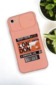 Mooodcase İphone 8 Uyumlu London Yaprak Desenli Kamera Koruma Slider Kapaklı Silikonlu Telefon Kılıfı