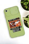 Mooodcase İphone 8 Uyumlu London Yaprak Desenli Kamera Koruma Slider Kapaklı Silikonlu Telefon Kılıfı