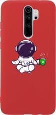 Butikcase Xiaomi Redmi Note 8 Pro Astronot Mediation Premium Silikonlu Lansman Kırmızı Telefon Kılıfı