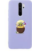 Butikcase Xiaomi Redmi Note 8 Pro Güneşlenen Ananas Premium Silikonlu Lansman Lila Telefon Kılıfı