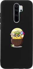 Butikcase Xiaomi Redmi Note 8 Pro Güneşlenen Ananas Premium Silikonlu Lansman Siyah Telefon Kılıfı