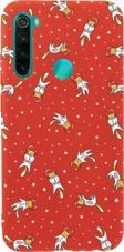 Butikcase Xiaomi Redmi Note 8 Astronot Kediler Premium Silikonlu Lansman Kırmızı Telefon Kılıfı