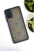 Mooodcase Samsung A03S Uyumlu Nazar Gözler Desenli Buzlu Şeffaf Lüx Telefon Kılıfı