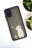Mooodcase Samsung A03S Uyumlu Penguen Ve Ayıcık Desenli Buzlu Şeffaf Lüx Telefon Kılıfı