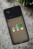 Mooodcase Poco X4 Pro Uyumlu Üçlü Kaktüs Desenli Buzlu Şeffaf Lüx Telefon Kılıfı