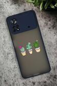 Mooodcase Poco X4 Pro Uyumlu Üçlü Kaktüs Desenli Buzlu Şeffaf Lüx Telefon Kılıfı