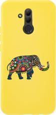 Mooodcase Huawei Mate 20 Lite Mandala Fil Desenli Premium Silikonlu Sarı Telefon Kılıfı