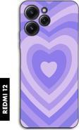 Mooodcase Xiaomi Redmi 12 Uyumlu Mor Kalpler Desenli Premium Silikonlu Lansman Telefon Kılıfı
