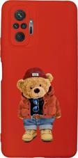 Mooodcase Xiaomi Redmi Note 10 Pro Uyumlu Teddy Bear Desenli Premium Silikonlu Lansman Telefon Kılıfı
