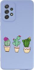 Mooodcase Samsung A72 Üçlü Kaktüs Premium Silikonlu Lila Telefon Kılıfı