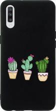 Mooodcase Samsung A70 Üçlü Kaktüs Desenli Premium Silikonlu Siyah Telefon Kılıfı