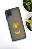 Mooodcase Samsung Galaxy A12 Uyumlu Moon And Sun Desenli Buzlu Şeffaf Lüx Telefon Kılıfı