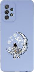 Mooodcase Samsung A72 Astronot Premium Silikonlu Lila Telefon Kılıfı