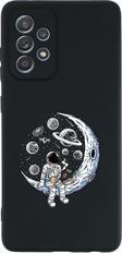 Mooodcase Samsung A72 Astronot Premium Silikonlu Siyah Telefon Kılıfı