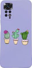 Mooodcase Xiaomi Redmi Note 11 Uyumlu Üçlü Kaktüs Desenli Premium Silikonlu Lansman Telefon Kılıfı