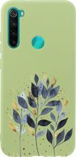Mooodcase Xiaomi Redmi Note 8 Mavi Yaprak Desenli Premium Silikonlu Yeşil Telefon Kılıfı