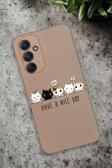 Mooodcase Samsung Galaxy A34 Uyumlu Şirin Kedicikler Desenli Premium Silikonlu Lansman Telefon Kılıfı