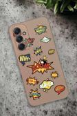 Mooodcase Samsung Galaxy A54 Uyumlu Stickers Desenli Premium Silikonlu Lansman Telefon Kılıfı