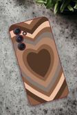 Mooodcase Samsung Galaxy A54 Uyumlu Kahverengi Kalpler Desenli Premium Silikonlu Lansman Telefon Kılıfı