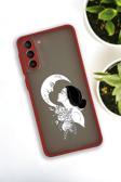 Mooodcase Samsung S21 Plus Uyumlu Moon And Women Desenli Buzlu Şeffaf Lüx Telefon Kılıfı