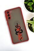 Mooodcase Samsung S21 Plus Uyumlu Snake Desenli Buzlu Şeffaf Lüx Telefon Kılıfı
