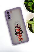 Mooodcase Samsung S21 Plus Uyumlu Snake Desenli Buzlu Şeffaf Lüx Telefon Kılıfı