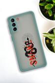 Mooodcase Samsung S21 Plus Uyumlu Snake Desenli Buzlu Şeffaf Lüx Telefon Kılıfı
