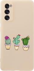Mooodcase Samsung S20 Fe Üçlü Kaktüs Desenli Premium Silikonlu Pembe Telefon Kılıfı