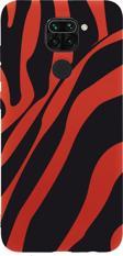 Mooodcase Xiaomi Redmi Note 9 Zebra Desenli Premium Silikonlu Kırmızı Telefon Kılıfı