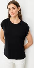 On Fashion Sıfır Yaka Kolları Taşlı Kadın T-shirt 25Y.ON.BLZ.51377.01