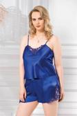 Miss Büyük Beden Saks Saten Babydoll Şort Takımı