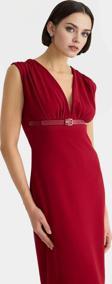 Bodycon Midi Elbise V Yaka Kemerli Scuba Krep Polyester Günlük Uzun Ömürlü Modern Stil