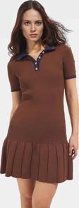 Rahat Triko Mini Elbise Polo Yaka Kısa Kol Bodycon Kaliteli İşçilik Seçkin Malzeme