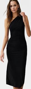 Bodycon Midi Elbise Kolsuz Tek Omuz Örme Kumaş Günlük Şık Dayanıklı Malzeme