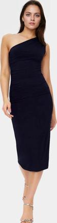 Bodycon Midi Elbise Kolsuz Tek Omuz Örme Kumaş Günlük Şık Dayanıklı Malzeme
