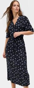 Çiçekli Viskoz Midi Elbise A line Kesim Kısa Kollu Rahat ve Şık Modern Stil