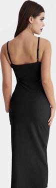 Bodycon Maxi Elbise Yazlık Örme Astarlı Yırtmaçlı Günlük Kullanım İçin Şık Görünüm