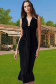 Vücudu Saran Midi Örme Abiye Elbise Şık Tasarım Polyester Elastan Modern Stil Rahat Ve Şık