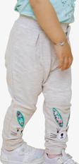 Breeze Kız Bebek Tayt Pantolon Tavşan Nakışlı 9 Ay-3 Yaş, Bej Melanj