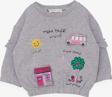 Breeze Kız Çocuk Sweatshirt Okul Temalı 1-4 Yaş, Gri Melanj