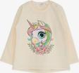 Breeze Kız Çocuk Uzun Kollu Tişört Unicorn Baskılı 1.5-5 Yaş, Krem